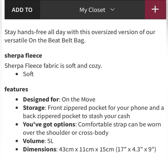 Lululemon On The Beat Belt Bag Sherpa - Picture 5 of 8